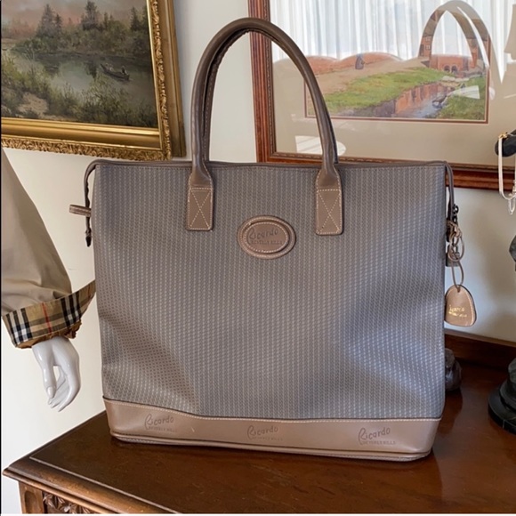 Ricardo of Beverly Hills Leather & Monogram Tote - Picture 1 of 10